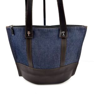 Lamarthe‎ Paris Handbag Blue Denim Leather Shoulder Bag Purse Made In Italy